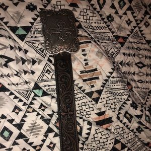 Nocona tooled leather belt from cavenders